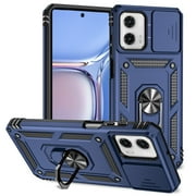 for Motorola Moto G Power 5G 2024 Rugged Phone Case with Sliding Camera Cover, Kickstand TPU Bumper Drop Proof Durable Military Grade Protective Case Cover for Motorola Moto G Power 5G 2024, Blue