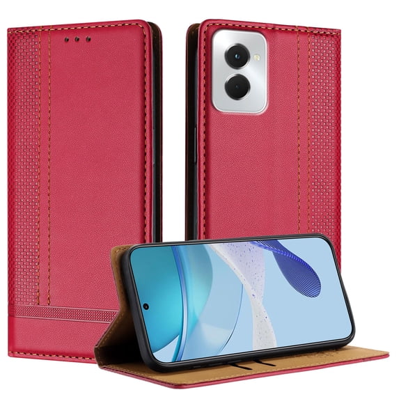 for Motorola Moto G Power 5G 2024 Slim Case with Card Holder, Premium PU Leather Wallet Case with Flip Card Slots Kickstand & Magnetic Closure for Motorola Moto G Power 5G 2024, Red
