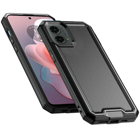 For Motorola Moto G Power 5G 2024 Tough Modern Fused Hybrid Armor Hard PC TPU Rubber Shockproof Drop Protection Impact Cover ,Xpm Phone Case [ Black ]