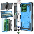 thumbnail image 1 of Motorola Moto G Power 5G 2025 Case with Holster Clip [3-in-1 Rotating Belt Clip & Kickstand] Built-in Screen Protector, Shockproof Full-Body Cover, Wireless Charging Compatible – Blue, 1 of 7