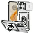 thumbnail image 1 of for Motorola Moto G Power 5G 2025 Case, Soft TPU & Hard PC Anti-scratch Sliding Cover Full Protection Ring Stand Rotating Kickstand Holder Magnetic Shockproof Phone Case Cover, Silver, 1 of 9