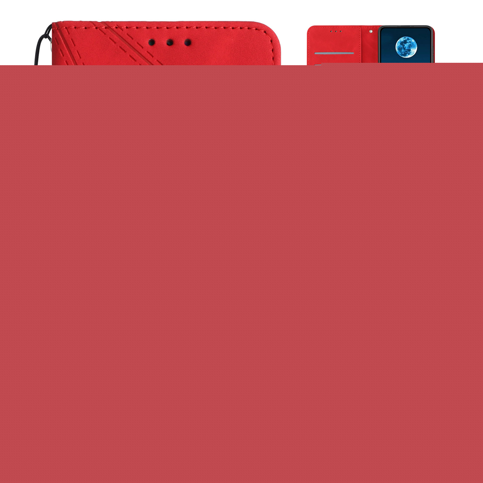 for Motorola Moto G Power 5G 2025 Case, Wallet Card Holder PU Leather Stand Flip Cases Wrist Strap Magnetic Closure Shockproof Protective Cover for Motorola Moto G Power 5G 2025, Red