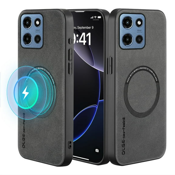 for Motorola Moto G Power 5G 2025 PU Leather Case,Vintage Compatible with MagSafe and Wireless Charging Slim Fit-Drop Scratch Resistant Support Magnetic Car Mount Cover for Moto G Power 5G 2025,Gray