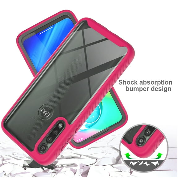 Motorola Moto G Power Case, Transparent Drop Proof Phone Cover (Pink)