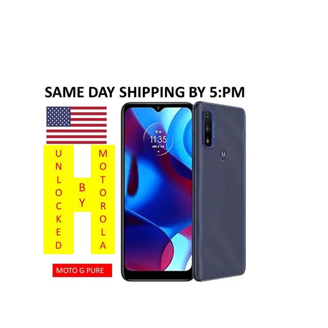 Motorola Moto G Pure Unlocked (32GB) Blue 6.5" Max Vision HD+