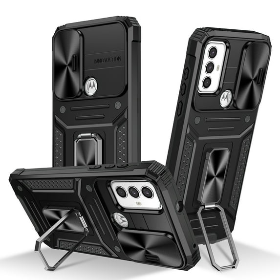 For Motorola Moto G PureArmor Case, Military-Grade Drop Protection, with Slide Camera Cover & Multi-angle Kickstand, Built-in 360° Rotating Magnetic Stand Rugged Case, Black