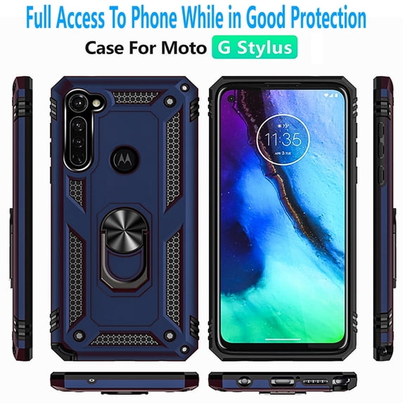 Motorola Moto G Stylus 2020 Case, STARSHOP Drop Protection Ring Kickstand Cover- Ink Blue