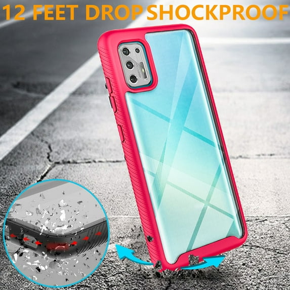 Motorola Moto G Stylus 2021 Case, Transparent Drop Proof Phone Cover (Pink)