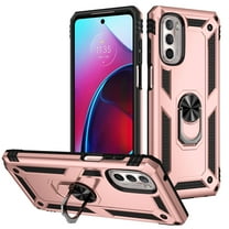 Motorola Moto G Stylus 4G 2022 Case, Heavy Duty Shockproof Full Body Protective Phone Cover Built in Rotatable Magnetic Ring Holder Kickstand For Moto G Stylus 4G 6.8 inch 2022,Rosegold