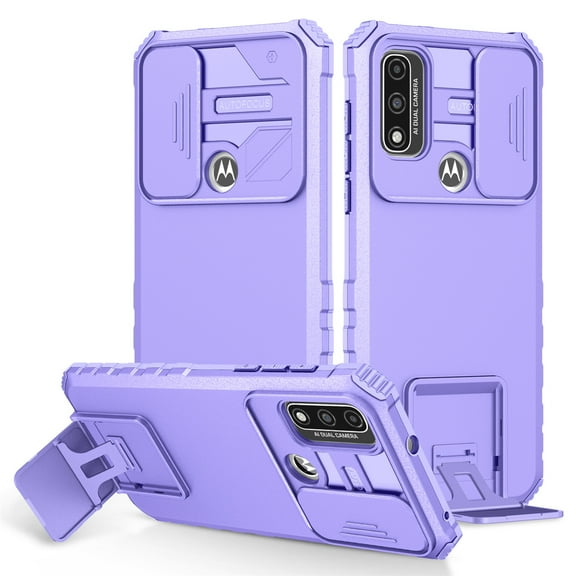 Motorola Moto G Stylus 5G 2021 Phone Case with Slide Camera Cover, Kickstand Rugged Shockproof TPU Rubber Silicone Anti-Scratch Hard PC Back Case Cover  Moto G Stylus 5G 6.8", Purple