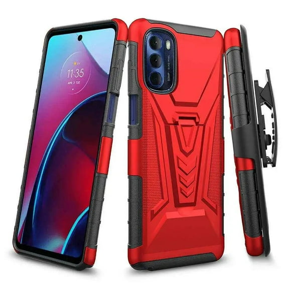 Motorola Moto G Stylus 5G (2022) Dual-Layer Holster Case - Red