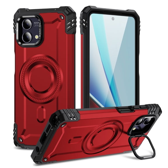 for Motorola Moto G Stylus 5G 2023 Armor Case with Kickstand, Luxury Military-Grade Drop Protection Heavy Duty Magnetic Phone Case, Compatible with MagSafe Accessories, for G Stylus 5G 2023, Red