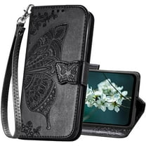 for Motorola Moto G Stylus 5G 2023 Case Wallet,Women Flip Folio Cover with Butterfly Emboss PU Leather Stand Card Slots Wrist Strap Protective Phone Case for Moto G Stylus 5G 2023 (Black)