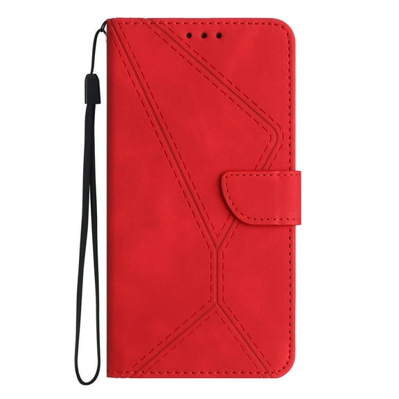 for Motorola Moto G Stylus 5G 2023 Magnetic Wallet Case, Shockproof Card Holder Kickstand Flip Embossed Spliced Lanyard Protective Soft PU Leather Cover, red
