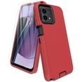 thumbnail image 1 of for Motorola Moto G Stylus 5G(2023) Phone Case, with Screen Protector, Dust-Proof Port Cover, Full-Body Non-Slip Silicone Rubber Covered, Military Grade Drop-Proof Shockproof, Black/Red, 1 of 14