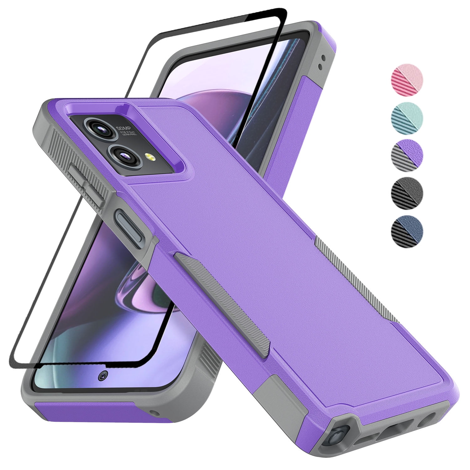 TJS For Google Pixel 7A Phone Case, With Tempered Glass Screen Protector Dual Layer Shockproof Rugged Hybrid Drop Protector Cover Black - View #6