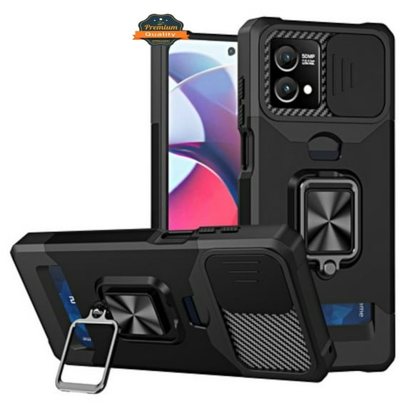 For Motorola Moto G Stylus 5G 2023 Wallet Case Designed with Camera Protection, Card Slot & Ring Stand Kickstand Phone Case Cover by Xpression - Black