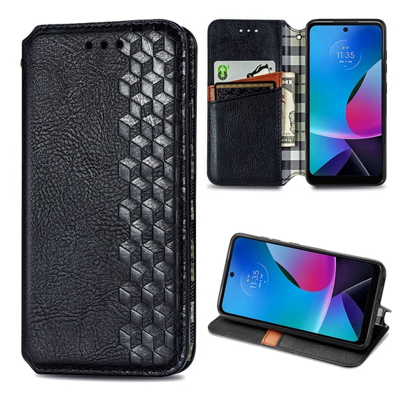 for Motorola Moto G Stylus 5G 2023 Wallet Case, Vintage PU Leather Flip Case with Card Holder Kickstand Hidden Magnet Folio Case Book Cover Compatible with Motorola Moto G Stylus 5G 2023 - Black