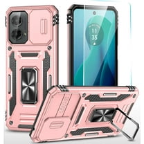 for Motorola Moto G Stylus 5G 2024 Case with HD Screen Protector & Slide Camera Cover & Kickstand, [Military-Grade] Phone Case for Moto G Stylus 5G 2024 (Z_Rosegold)