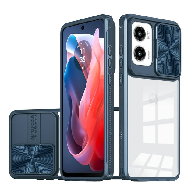 for Motorola Moto G Stylus 5G 2024 Case, Shockproof Rugged Motorola Moto G Stylus 5G 2024 Phone Case, with Sliding Camera Cover, Drop Protection Crystal Clear Back Case Clear, Navyblue
