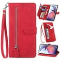 thumbnail image 1 of for Motorola Moto G Stylus 5G 2024 Case for Women, Wallet Case with Zipper Pocket Purse Flower Embossed PU Leather Card Slots Wrist Strap Flip Folio Protective Cover for Moto G Stylus 5G 2024, Red, 1 of 6