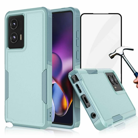 For Motorola Moto G Stylus 5G 2024 Phone Case,with Tempered Glass Screen Protector, Heavy Duty Rugged Shockproof Full Body Protection Sturdy Durable Cover Cute Bumper for Moto G Stylus 5G 2024 -Green