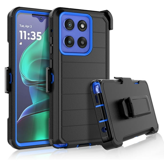 For Motorola Moto G Stylus 5G 2025 Case with Built-in Screen Protector and Belt-Clip Holster, Tekcoo Military Grade Shockproof Rugged Phone Case Kickstand Cover for Moto G Stylus 5G 2025 - Blue