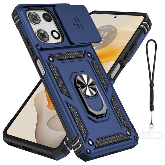 for Motorola Moto G Stylus 5G 2025 Case with Camera Slide Cover, Military Grade Drop Protection Magnetic Ring Holder Kickstand Protective Phone Case for Moto G Stylus 5G 2025,Blue