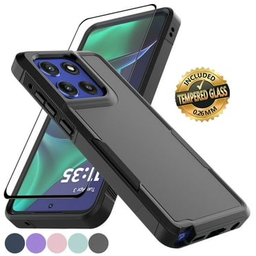 For Motorola Moto G Stylus 5G 2025 Case with Tempered Glass Screen Protector, Tekcoo Shockproof Heavy Duty Military Grade Drop Protection Rugged Phone Case Cover for Moto G Stylus 5G 2025 - Black