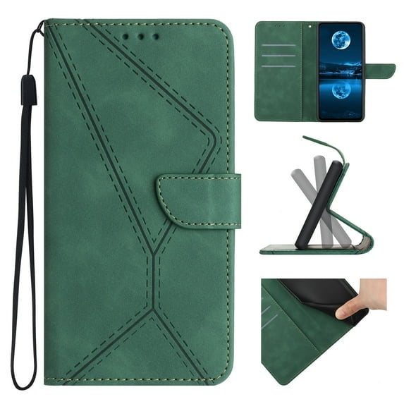 for Motorola Moto G Stylus 5G 2025 Case, Wallet Card Holder PU Leather Stand Flip Cases Wrist Strap Magnetic Closure Shockproof Protective Cover for Motorola Moto G Stylus 5G 2025, Green