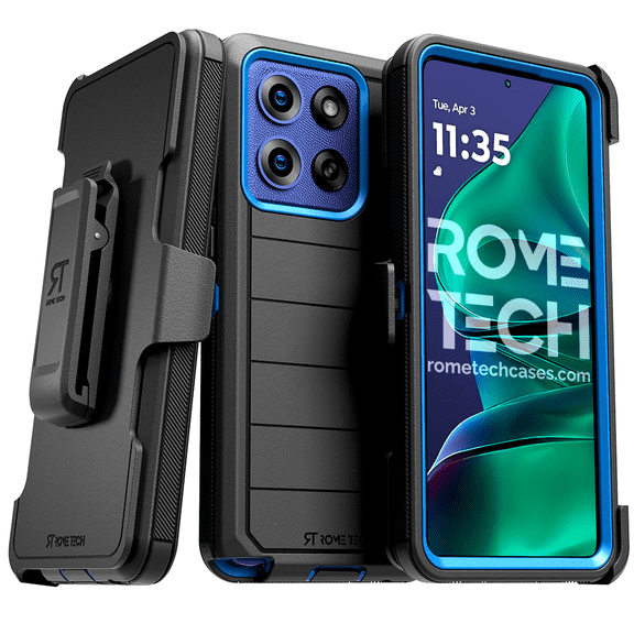 Defender Case for Moto G Stylus 5G 2025/2026 with Belt Clip, Kickstand, Dual-Layer, Black/Blue