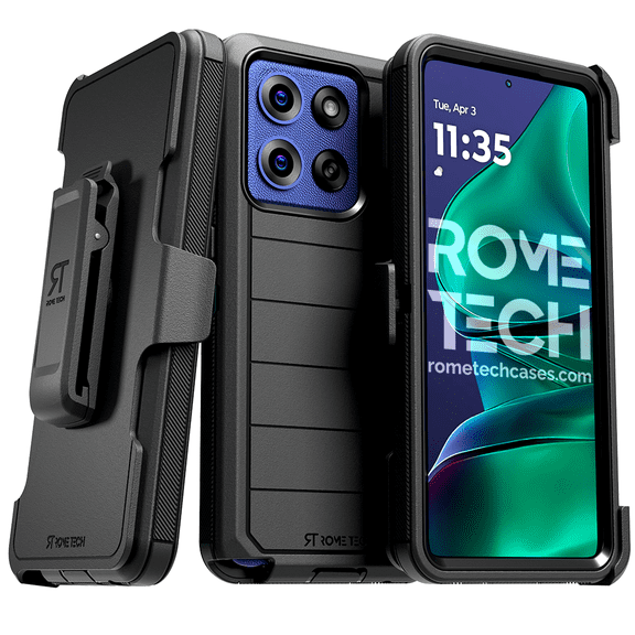 Defender Case for Moto G Stylus 5G 2025 with Belt Clip, Kickstand, Dual-Layer, Black
