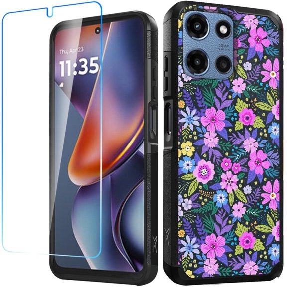 For Motorola Moto G Stylus 5G 2025 Fashion Graphic Design Hybrid Dual Layer PC TPU Rubber, Shock Absorption, with Screen Protector Cover, XPM Phone Case [Mystical Floral Boom]