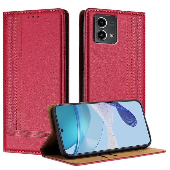 for Motorola Moto G Stylus 5G 2025 Slim Case with Card Holder, Premium PU Leather Wallet Case with Flip Card Slots Kickstand & Magnetic Closure for Motorola Moto G Stylus 5G 2025, Red