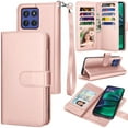 thumbnail image 1 of For Motorola Moto G Stylus 5G 2025 Wallet Case with Card Holder for Women Men, Leather Wallet for Moto G Stylus 5G 2025 Case, Tekcoo Detachable Magnetic Kickstand Cover with Wrist Strap, Rose Gold, 1 of 8