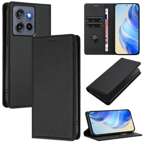 for Motorola Moto G Stylus 5G 2025 Wallet Case with RFID Blocking Card Slots, Fashion PU Leather Flip Kickstand Magnetic Cover Women Men, Support Wireless Charging, Full Body Protection - Black
