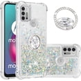 thumbnail image 1 of Motorola Moto G10 Case Moto G30 Case with Creativity Clear Quicksand Glitter Flowing Liquid Floating Soft TPU Case w/Stand Bling Diamond Sparkle Phone Cover for Motorola Moto G10  Silver, 1 of 14