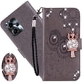 thumbnail image 1 of for Motorola Moto G13 Wallet Case for Women, Glitter Bling Diamond PU Leather Folio Cover with Card Slot Wrist Strap Built-in Kickstand Protective Case for Motorola Moto G13/G23/G53 Owl Grey, 1 of 16