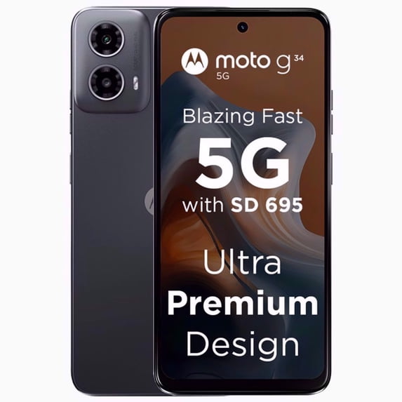 Motorola Moto G34 DUAL SIM 64GB ROM + 4GB RAM (GSM ONLY | NO CDMA) Factory Unlocked 5G Smartphone (Charcoal Black) - International Version