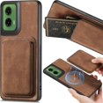 thumbnail image 1 of for Motorola Moto G35 Magnetic Case with Detachable Credit Card Holder Slot, PU Leather Slim Fit Scratch Resistant Ultra-Thin Case for Motorola Moto G35. TCK-Retro Brown, 1 of 9