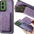 thumbnail image 1 of for Motorola Moto G35 Magnetic Case with Detachable Credit Card Holder Slot, PU Leather Slim Fit Scratch Resistant Ultra-Thin Case for Motorola Moto G35. TCK-Retro Purple, 1 of 10