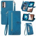 thumbnail image 1 of for Motorola Moto G42 Wallet Case, [Flower Embossed] Premium PU Leather Wallet Flip Protective Phone Case Cover with Card Slots and Stand with Wrist Strap for Motorola Moto G42,Blue, 1 of 7