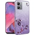 thumbnail image 1 of for Motorola Moto G54 Case Clear Glitter Shiny for Women Aesthetic Floral Motorola G54 5G Phone Case Silicone Soft Flower Transparent Shockproof Cover Purple Slim (Purple), 1 of 7