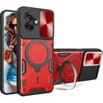thumbnail image 1 of for Motorola Moto G55 6.49"  Case with Magnetic Ring Kickstand, Rugged Military Grade Shockproof Heavy Duty Case with Slide Camera Lens Cover for Motorola Moto G55 JS-Red, 1 of 10