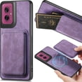 thumbnail image 1 of for Motorola Moto G55 Magnetic Case with Detachable Credit Card Holder Slot, PU Leather Slim Fit Scratch Resistant Ultra-Thin Case for Motorola Moto G55. TCK-Retro Purple, 1 of 11