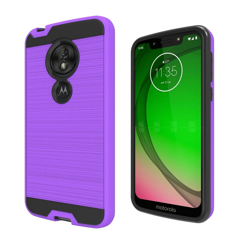 Motorola Moto G7 Play XT1952 Dual layer Metal Brushed Shockproof Armor Hybrid Case Cover Purple Walmart