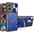 thumbnail image 1 of for Motorola Moto G75 6.78"  Case with Magnetic Ring Kickstand, Rugged Military Grade Shockproof Case with Slide Camera Lens Cover for Motorola Moto G75 JS-Blue, 1 of 10