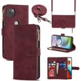 thumbnail image 1 of for Motorola Moto One 5G Ace 2021 Wallet Case for Women Men with Card Holder,Moto G 5G 2020 Crossbody Phone Cases with Strap Shoulder Lanyard,Zipper Pocket PU Leather Purse,Burgundy, 1 of 7