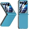 thumbnail image 1 of for Motorola Moto Razr+ 2023 Leather Case with Screen Protector, [Hinge Protection] Premium PU Leather Back Cover Hard PC Bumper Full Coverage Phone Case for Moto Razr Plus 2023 - Blue, 1 of 5