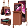 thumbnail image 1 of for Motorola Moto Razr+ 2023 Wallet Case with RFID Blocking, Crossbody Strap Card Holder Women Girls PU Leather Motorola Razr+ 2023 Wallet Phone Case Brown, 1 of 14